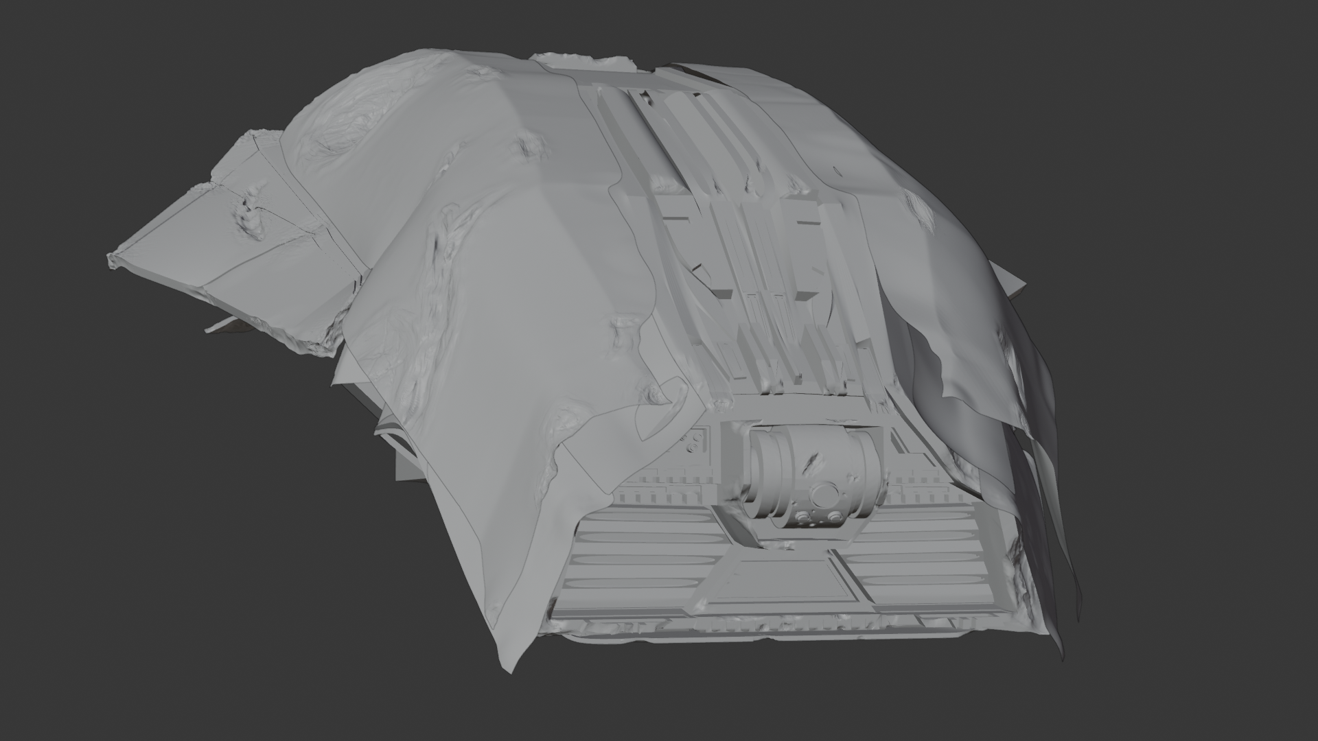 HK Aerial — high poly clay render