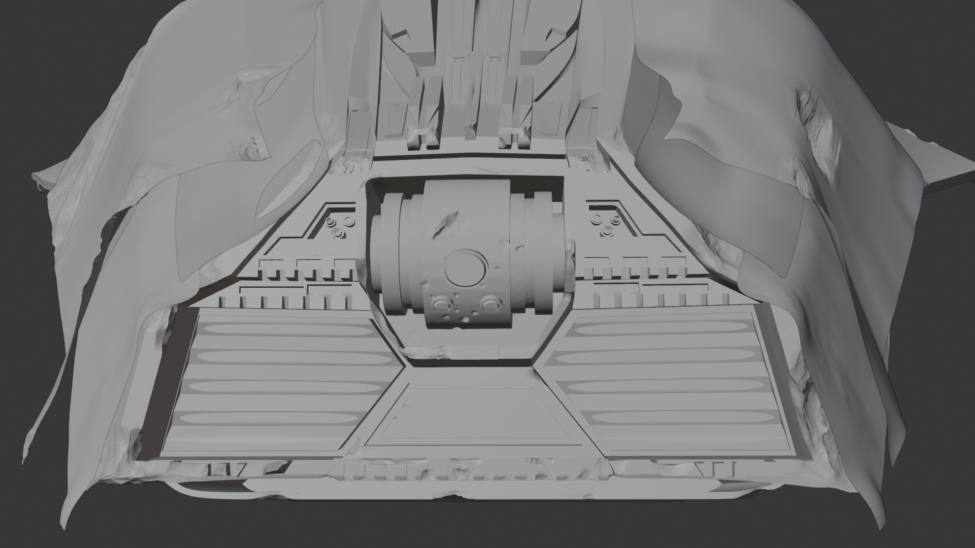 HK Aerial — high poly clay render