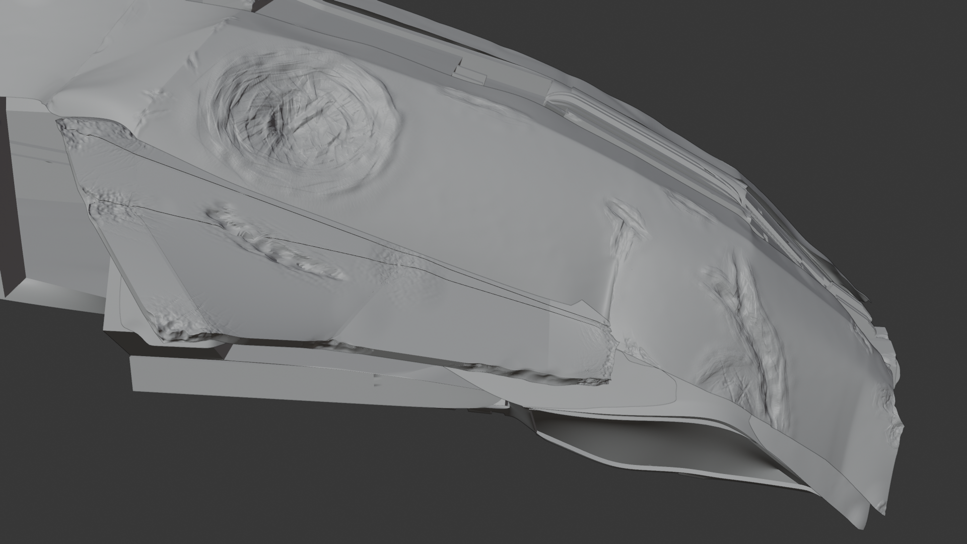 HK Aerial — high poly clay render