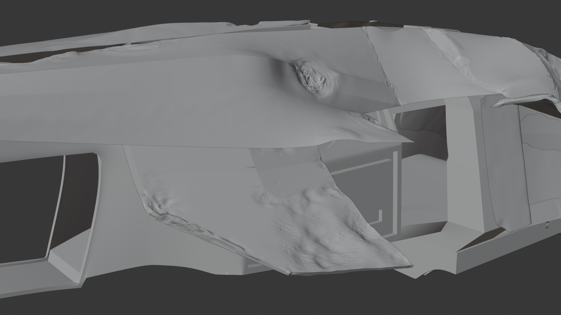 HK Aerial — high poly clay render