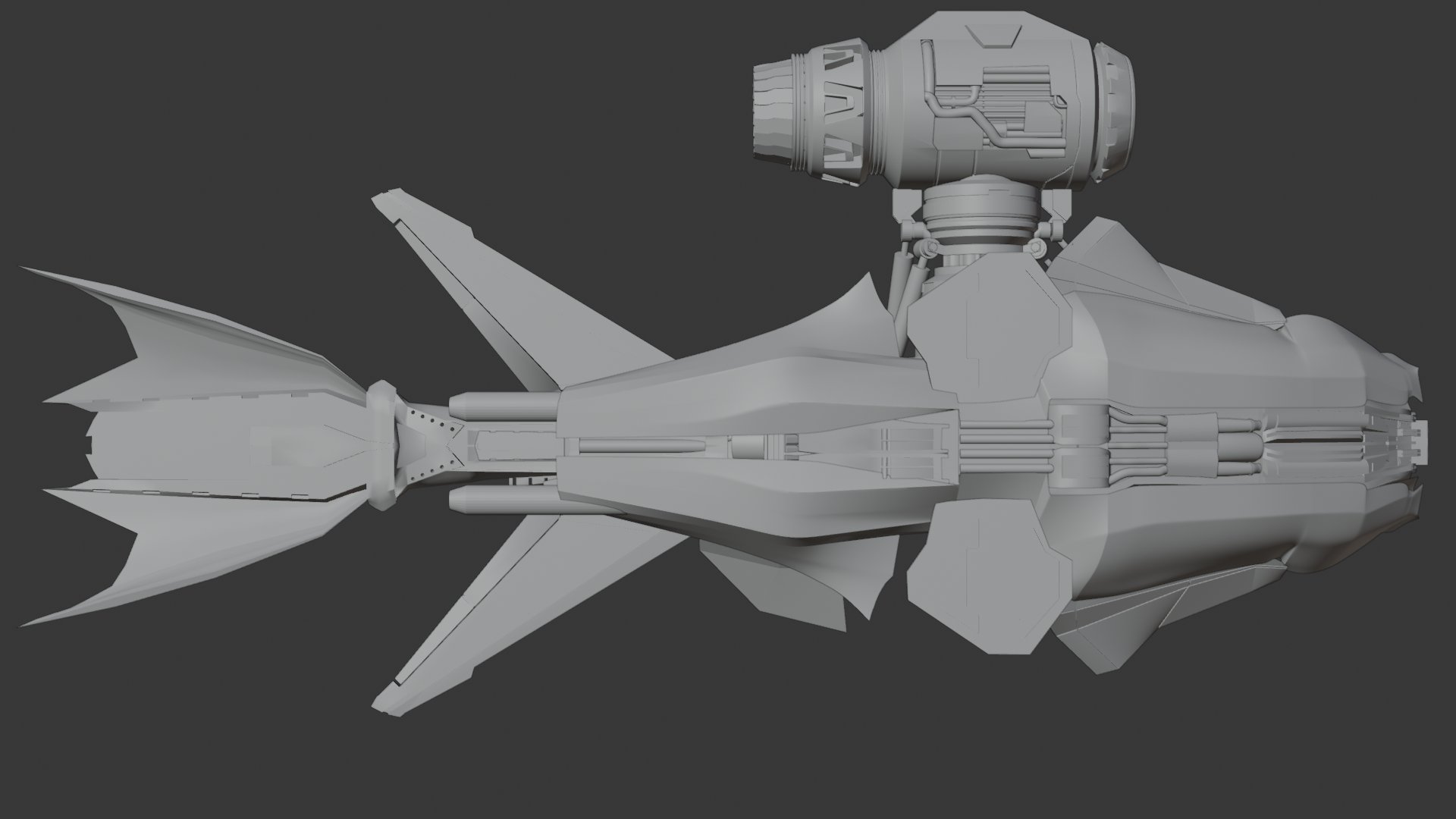 HK Aerial — solid / clay render