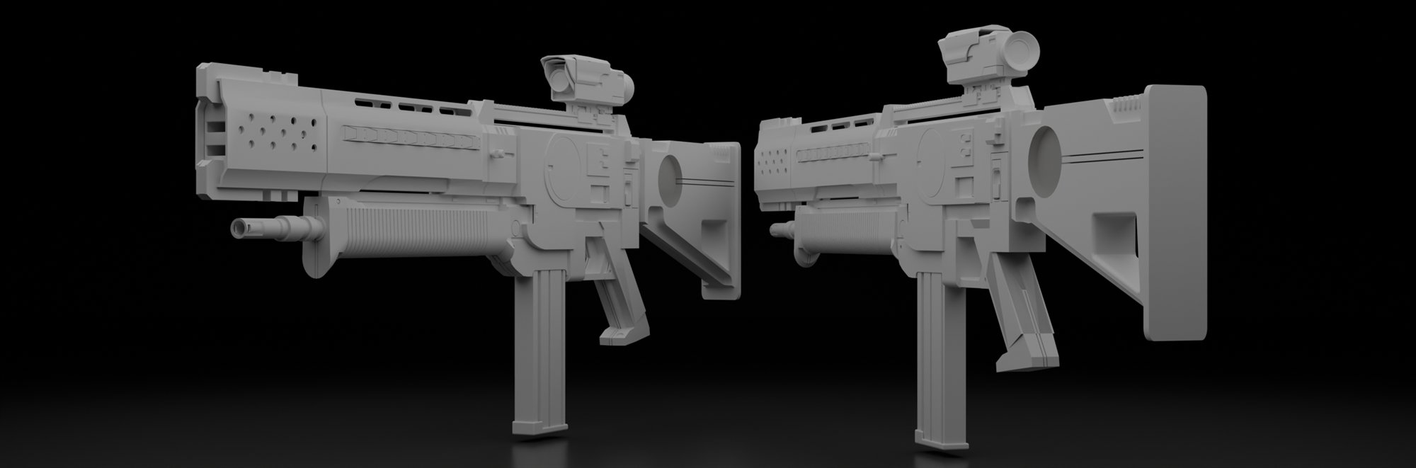 Sci-Fi Weapon — assault rifle presentation render