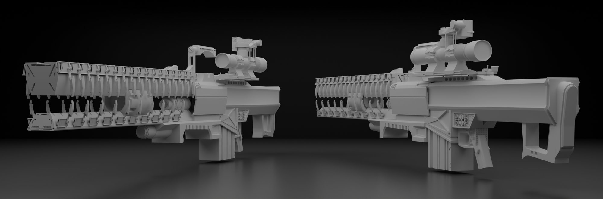 Sci-Fi Weapon — sniper rifle presentation render