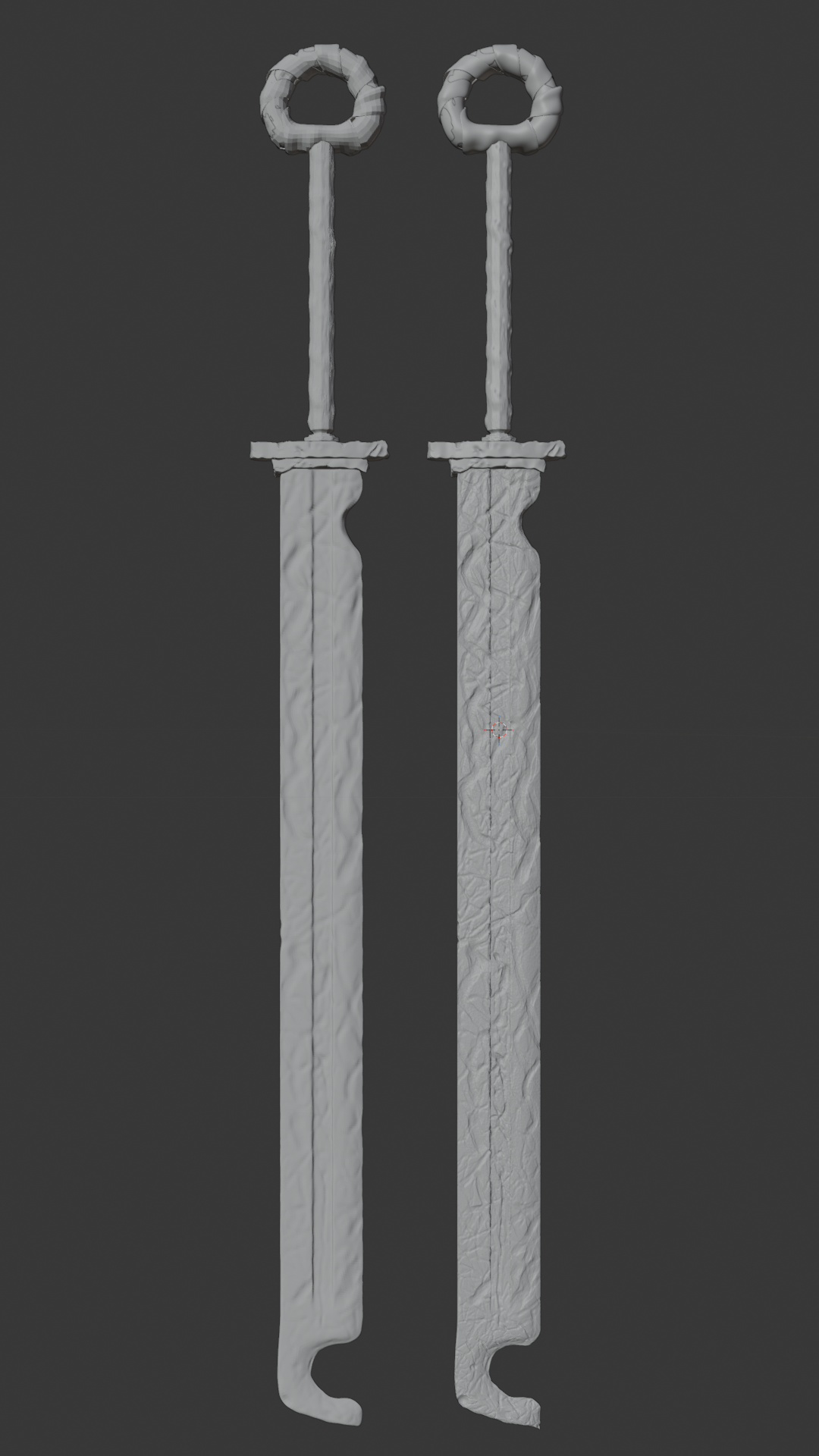 Stone Sword — high and low poly comparison