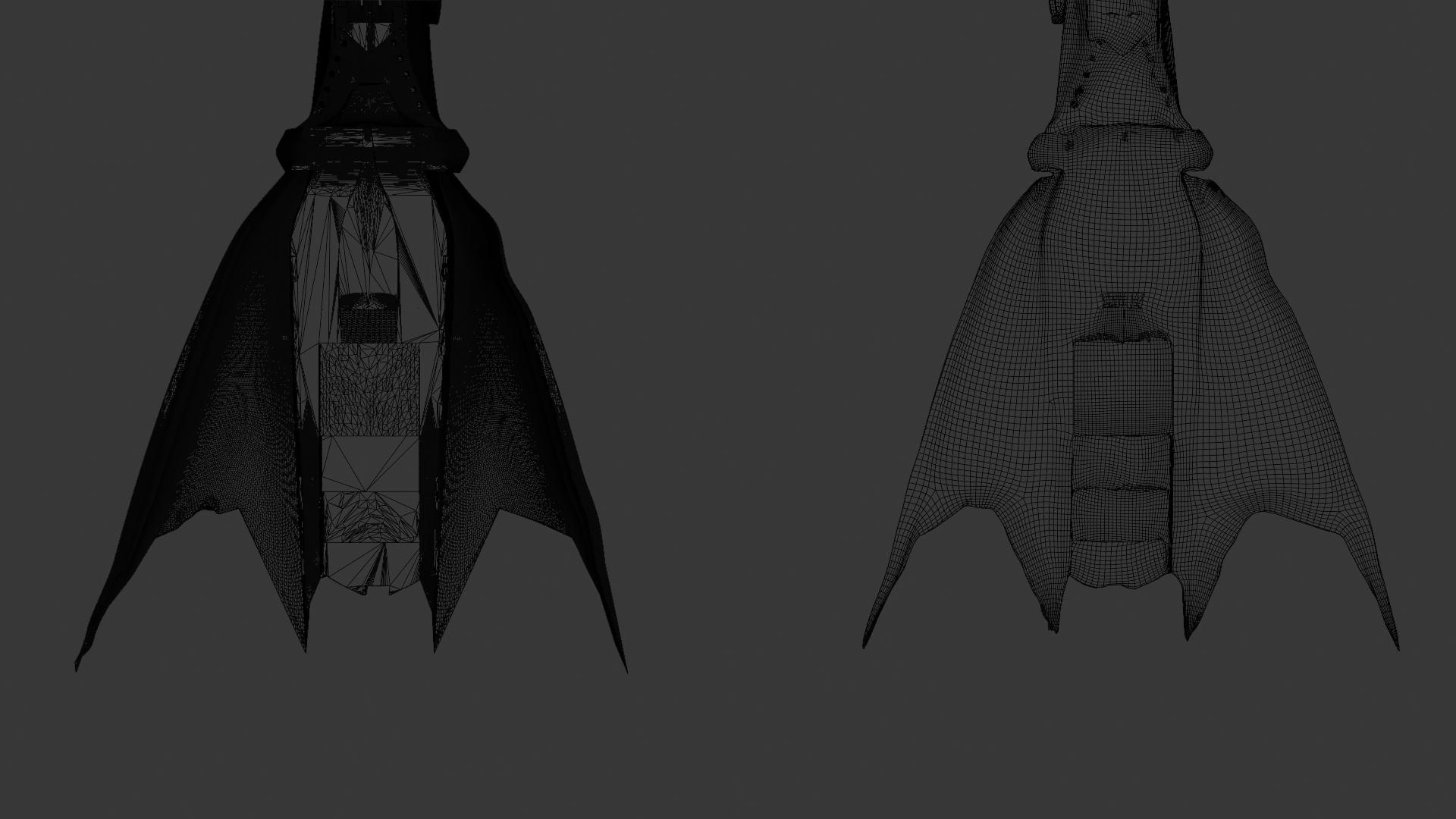 HK Aerial — high and low poly render