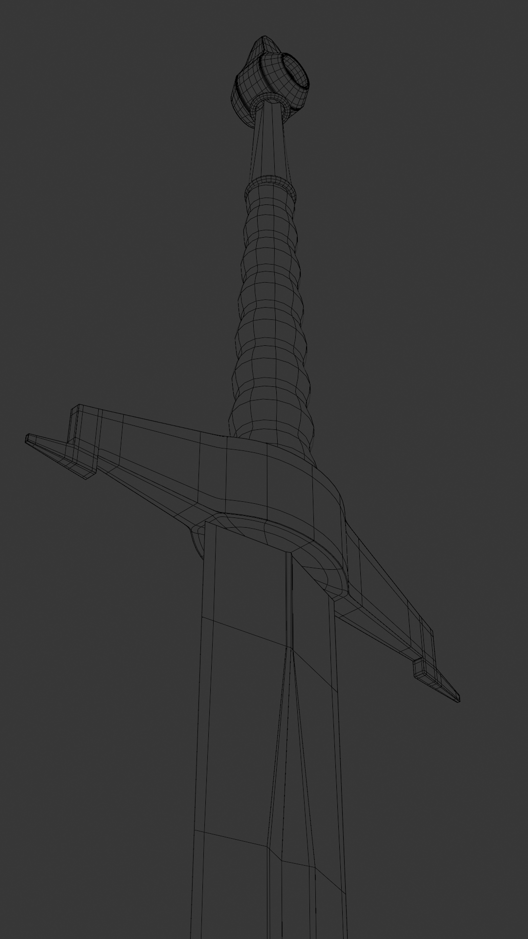 Rune Sword — wireframe topology